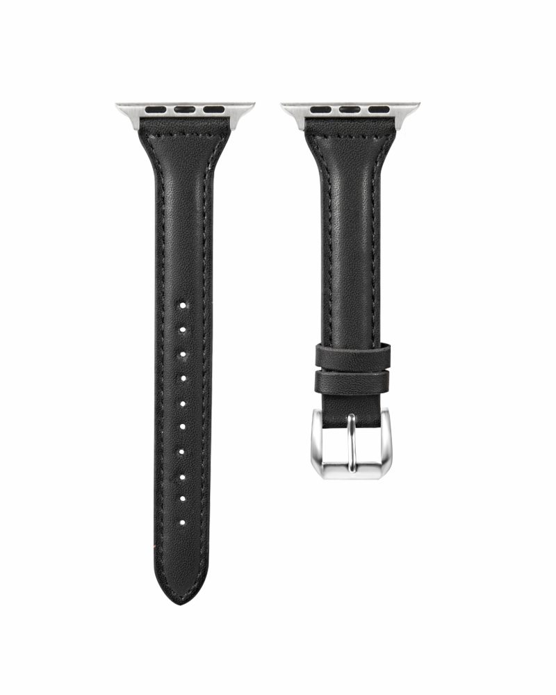 Ally Leather Strap - Black | Slim Apple Watch Band, Fits 38-49mm