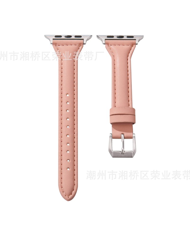Ally Leather Strap Pink - Slim Apple Watch Band, 38-49mm