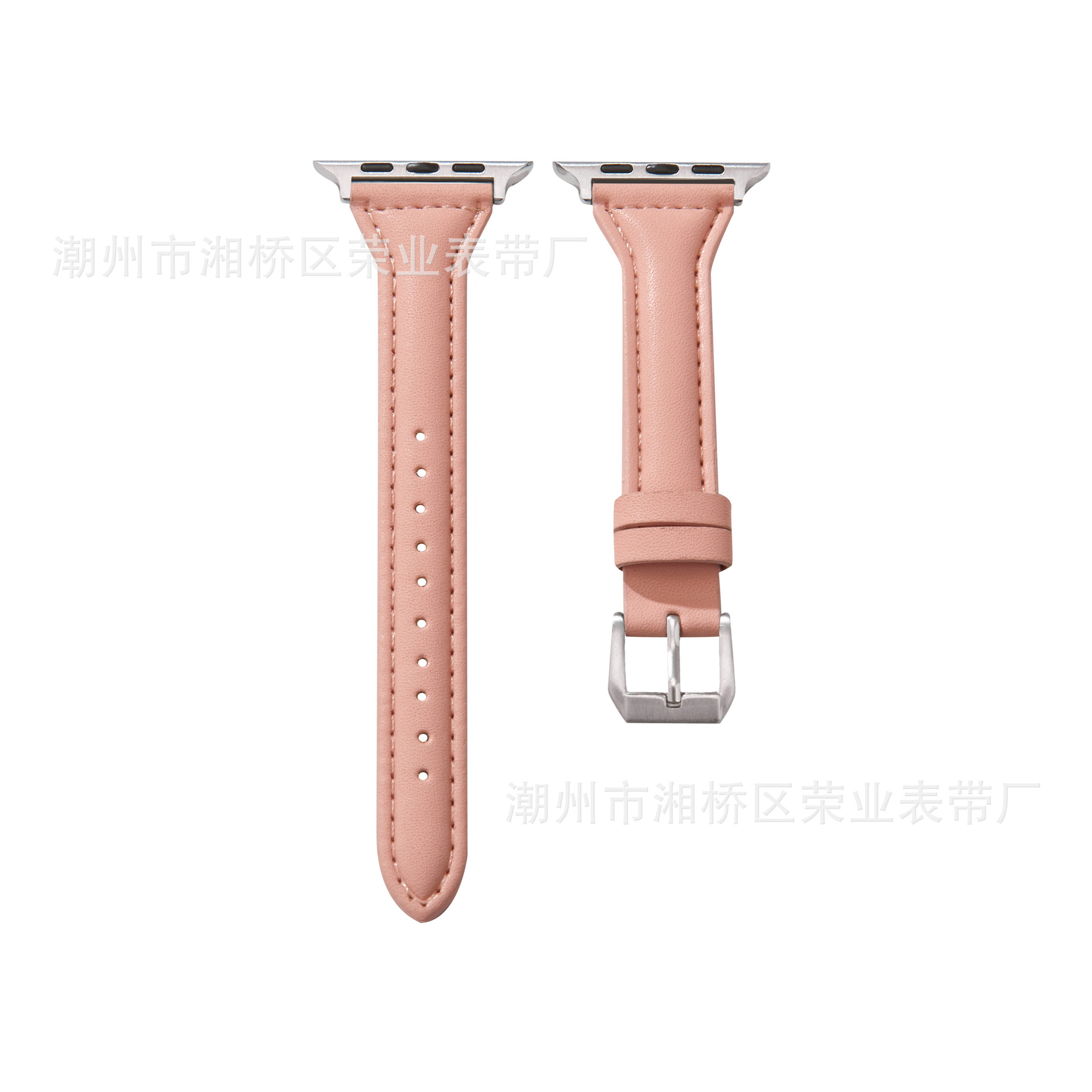 Ally Leather Strap Pink - Slim Apple Watch Band, 38-49mm