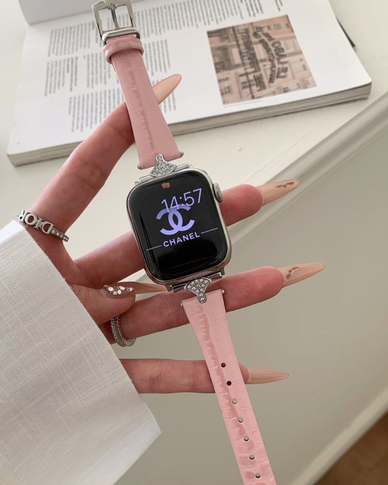 Sophia Leather Strap Cherry Blossom Pink Apple Watch Band
