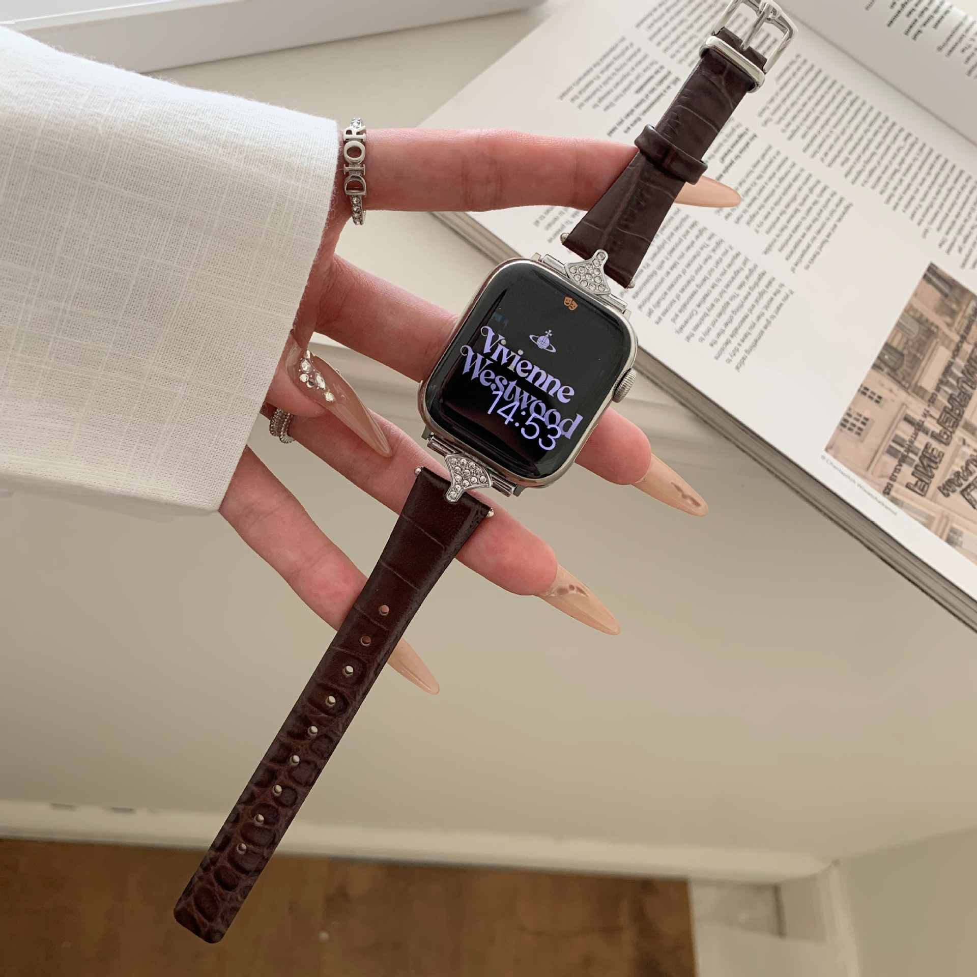 Sophia Leather Strap in Dark Brown for Apple Watch