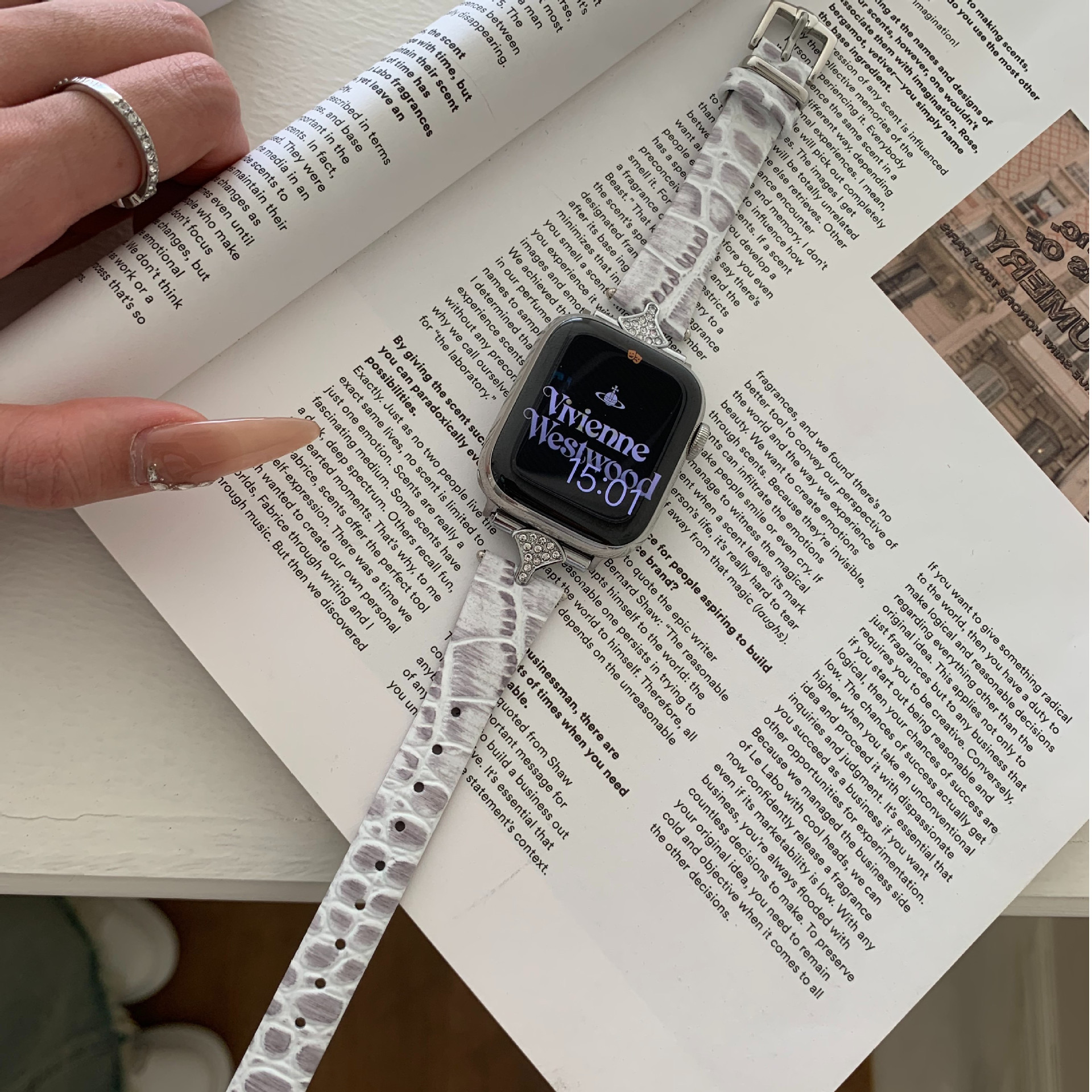 Sophia Leather Strap - Himalayas Apple Watch Band with Crystal Detail