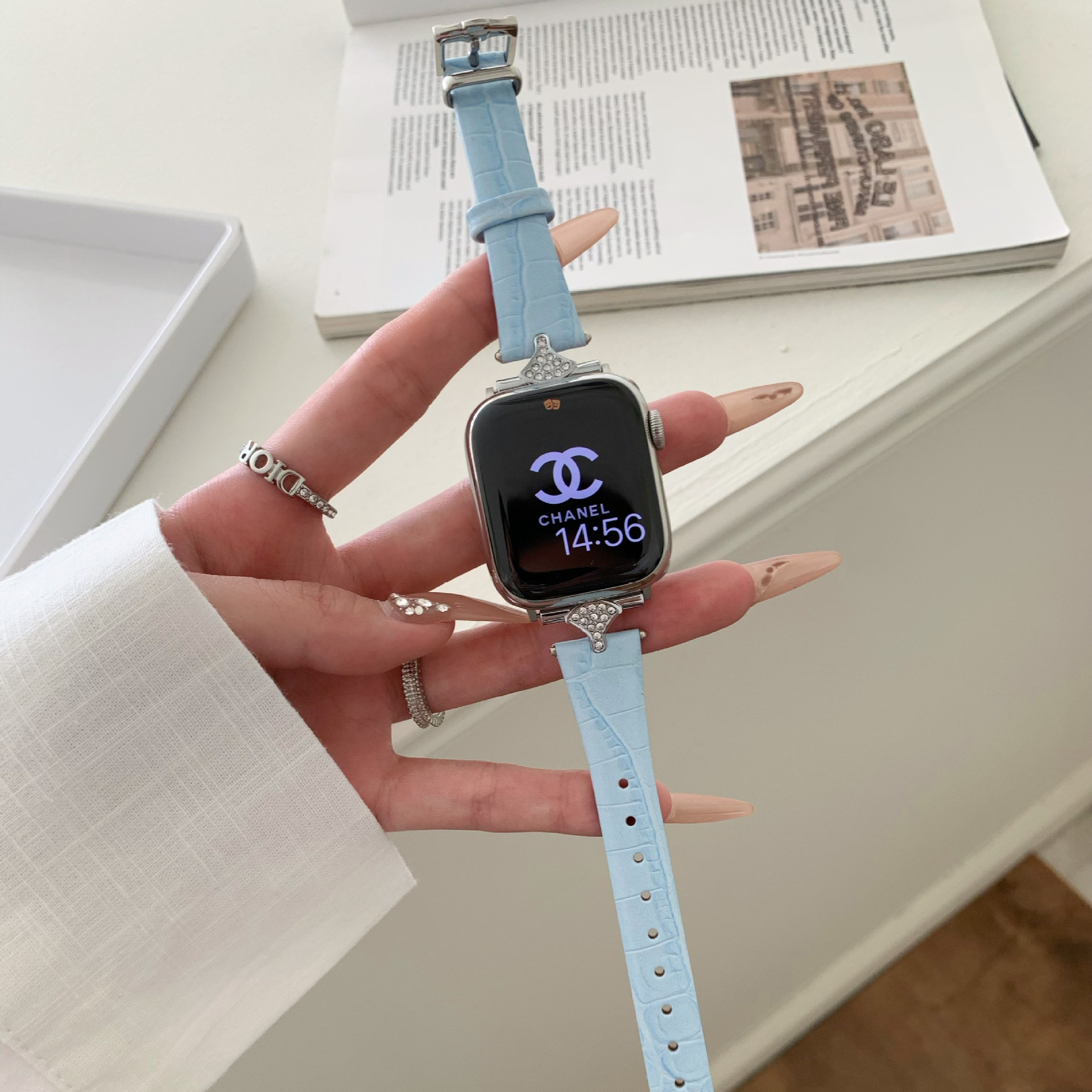Sophia Leather Strap - Lake Blue Apple Watch Band
