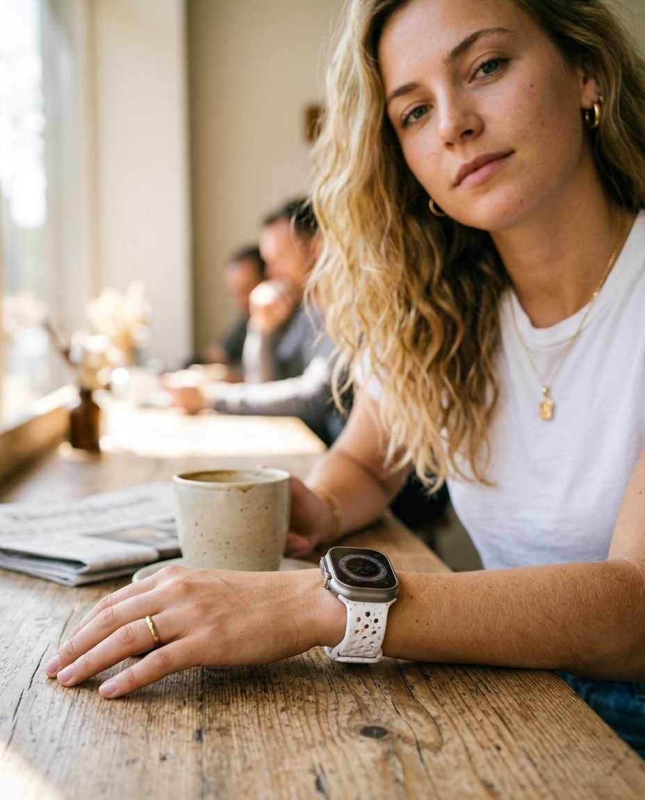 Jelly Sport Band – White worn by a model