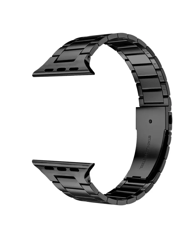 Black stainless steel Apple Watch band with connector compatible connector