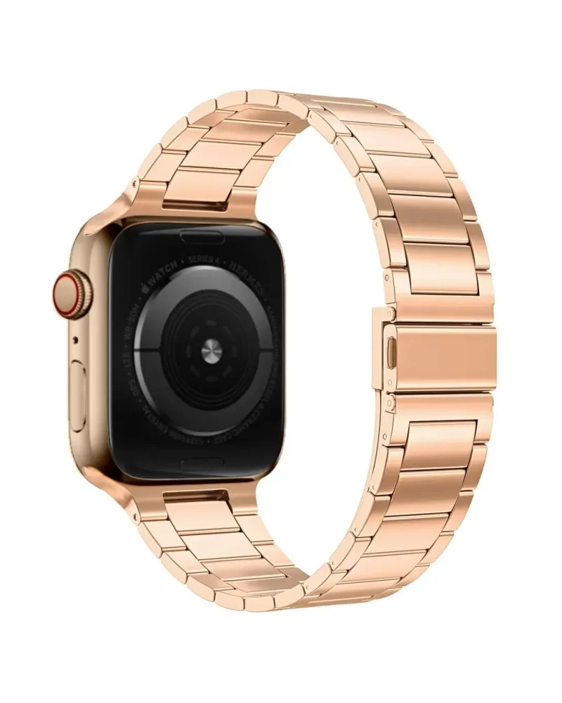 Rose gold stainless steel smartwatch band with slim classic design