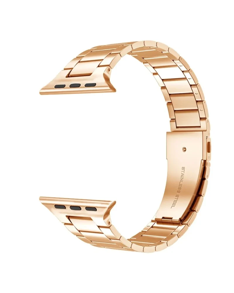 Rose gold stainless steel Apple Watch band with classic link bracelet design