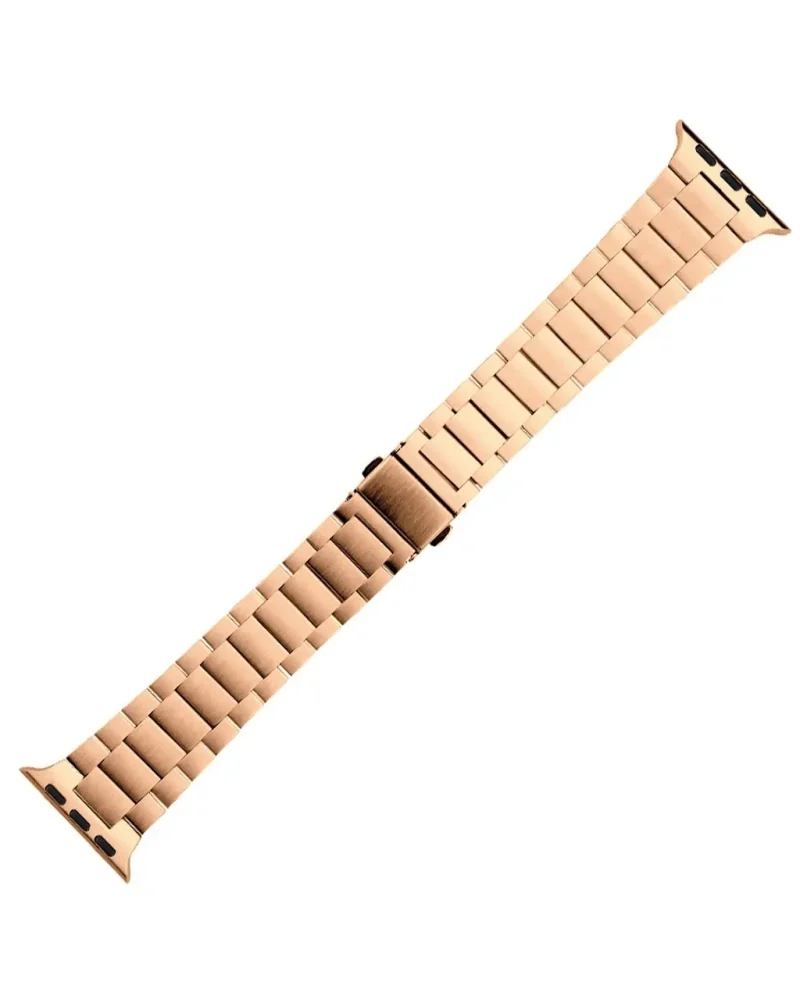 Rose gold stainless steel Apple Watch band with link bracelet design