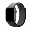 Black sport smartwatch with gray nylon sport loop band and red crown