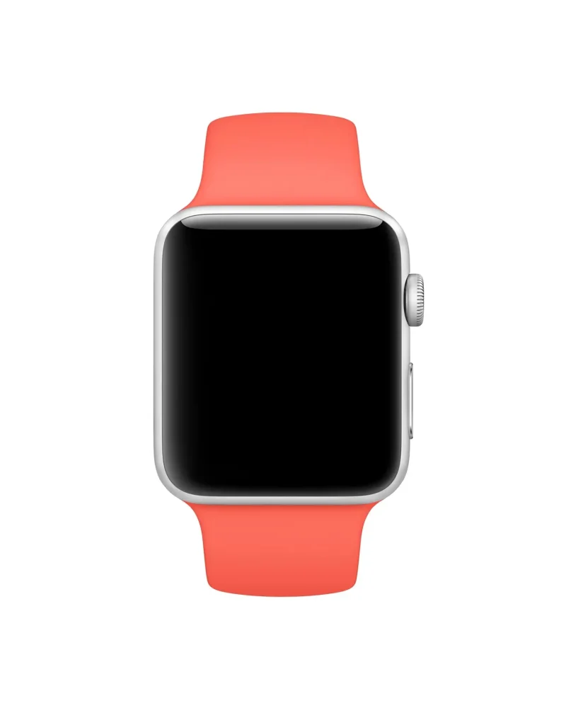 Smartwatch with silver aluminum case and apricot sport band