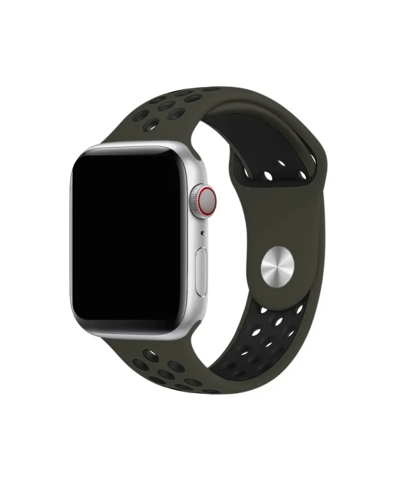 Apple Watch sport band active army green black silicone replacement strap