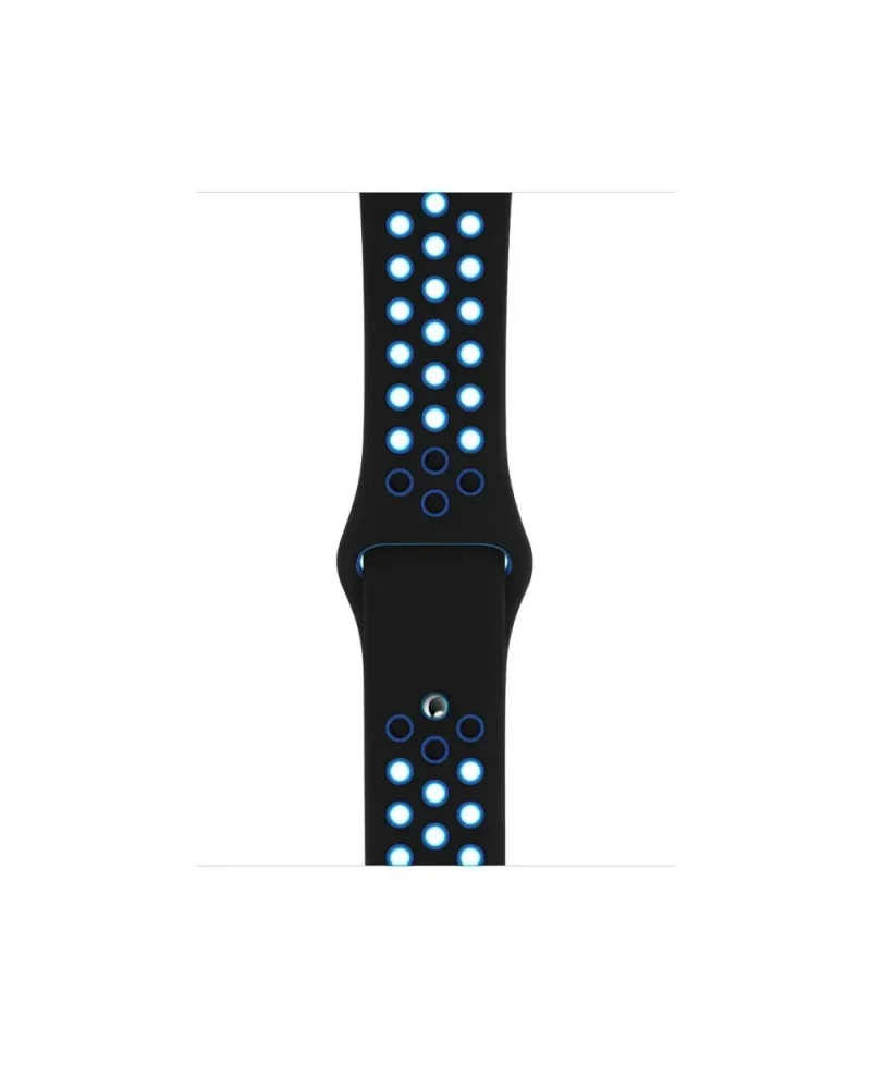 Black silicone sport band with blue LED lights and ventilation holes