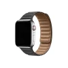 Apple Watch leather link band in black and tan quilted leather