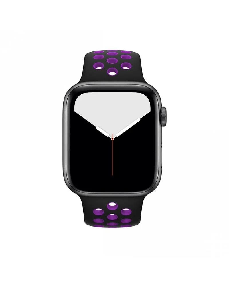Black and purple perforated sport band smartwatch with active design strap