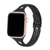 Rose gold smartwatch with black silicone sport band and perforated strap design