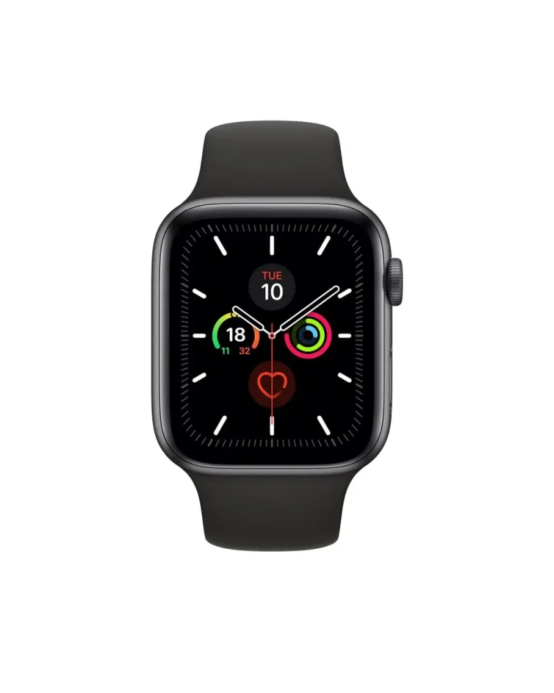 Black sport band smartwatch with fitness tracking and heart rate monitor display