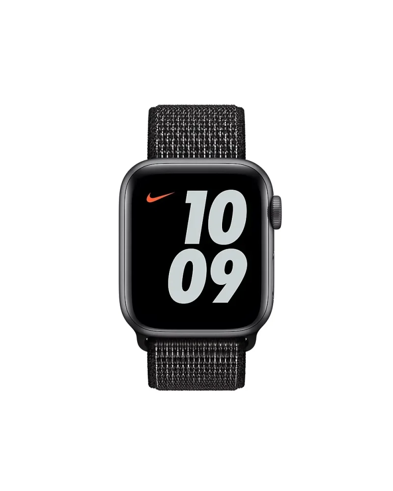 Apple Watch Nike Sport Loop black woven band smartwatch display