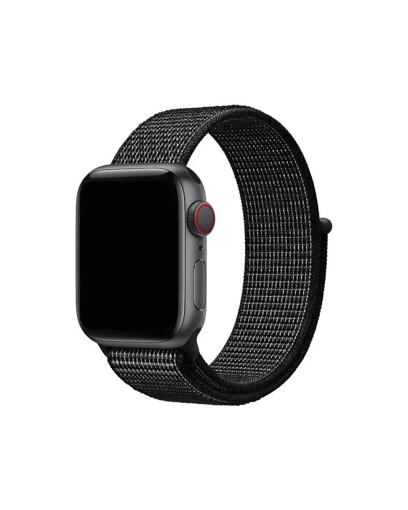Black nylon sport loop band for Apple Watch with cellular