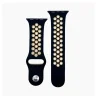 Black sport watch band with gold luminous dots and metal connector clasp