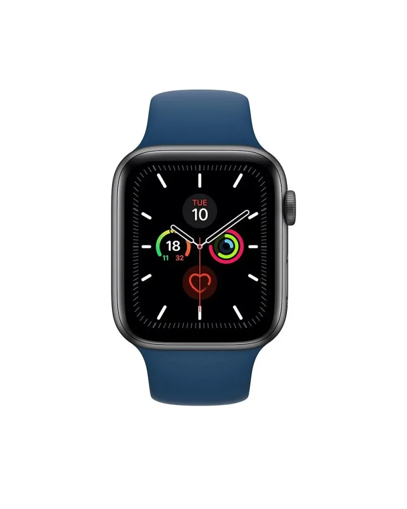 Smartwatch with blue cobalt sport band and black digital display face