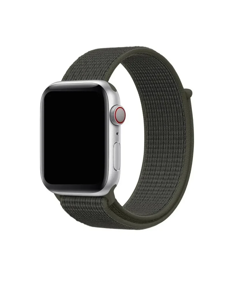 Apple Watch silver aluminum khaki sport loop band with cellular