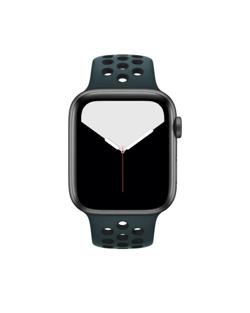 Apple Watch with celestial teal black Nike sport band, square face