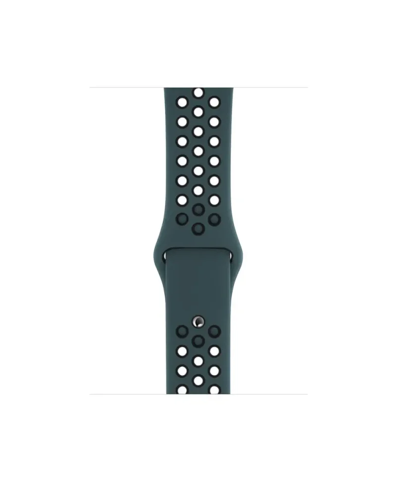 Celestial teal black sport watch band with perforated Nike-style design