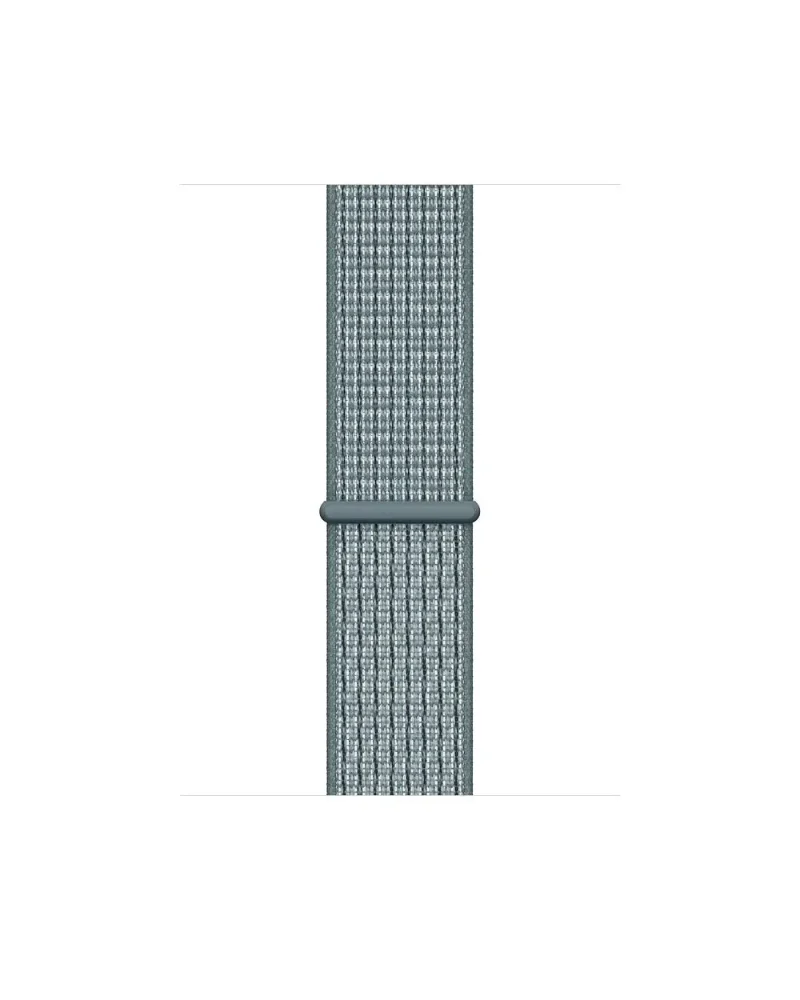 Celestial teal woven sport loop watch band with grey connector