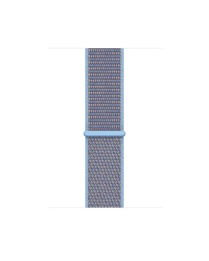 Blue woven nylon sport loop smartwatch band with adjustable closure
