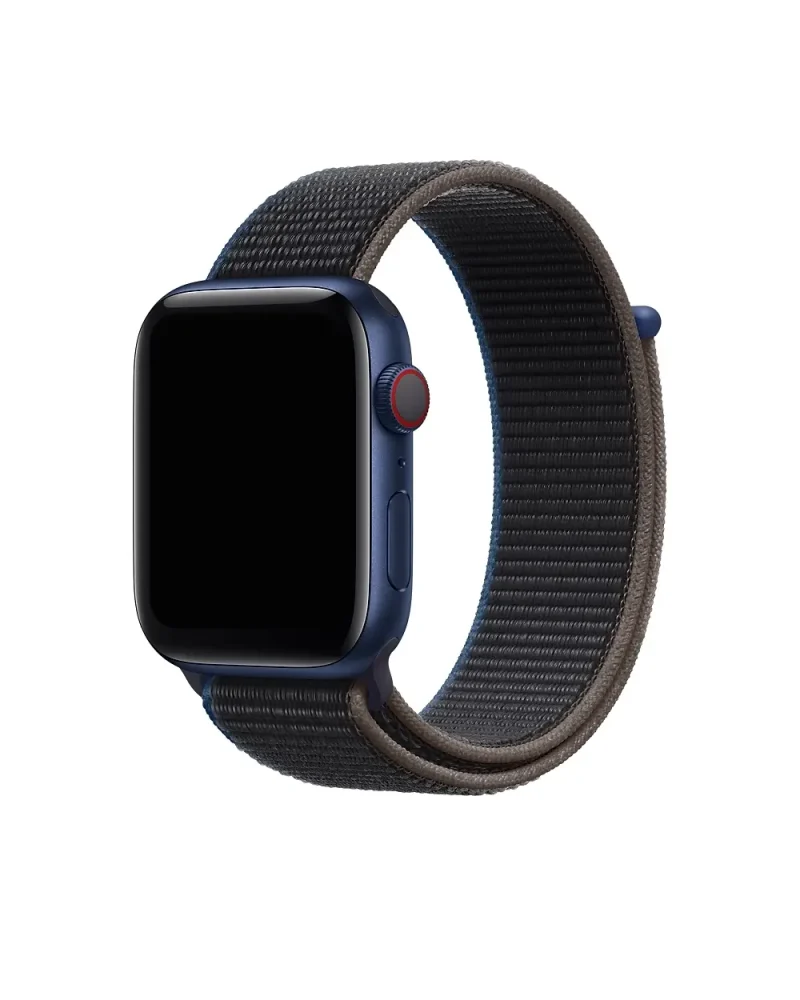 Apple Watch midnight blue aluminum with charcoal sport loop band