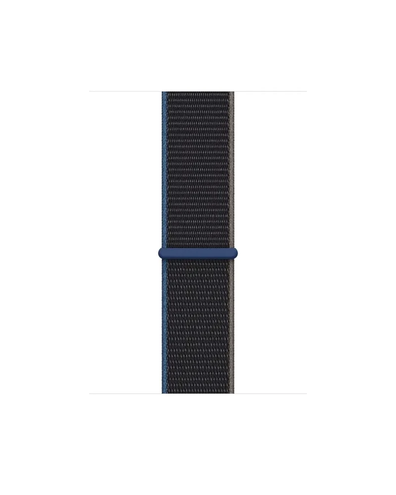 Charcoal gray woven sport loop watch band with blue accent clasp