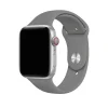Silver aluminum smartwatch with concrete gray sport band and red crown