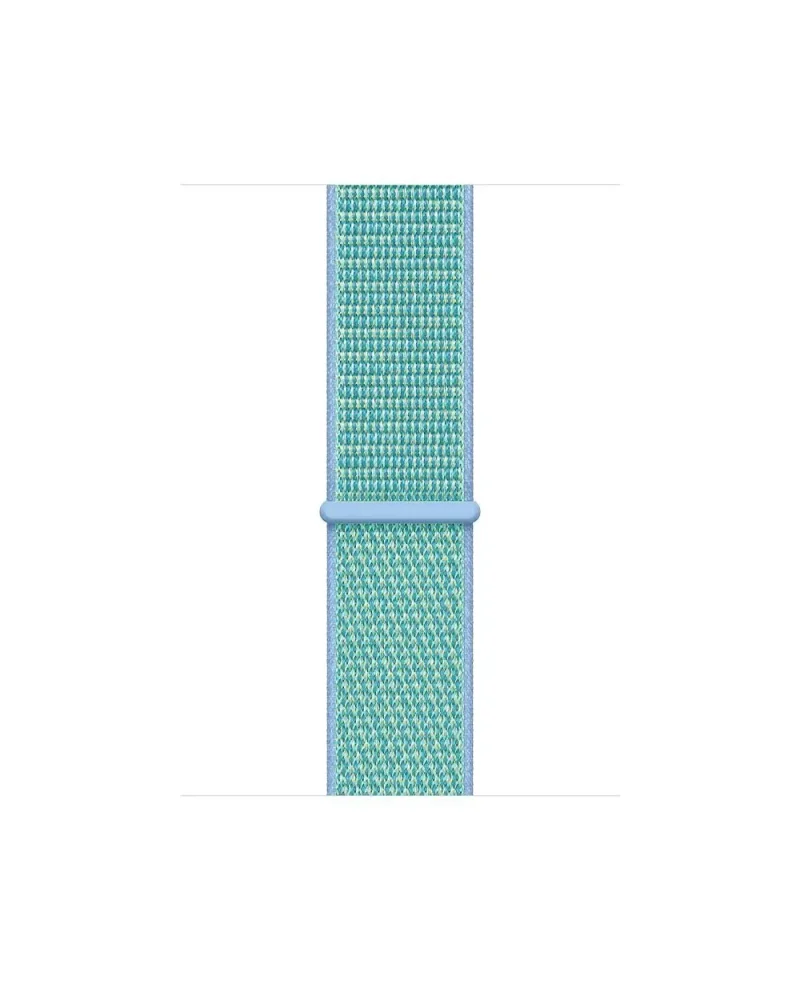 Turquoise woven sport loop watch band with cornflower connector hardware