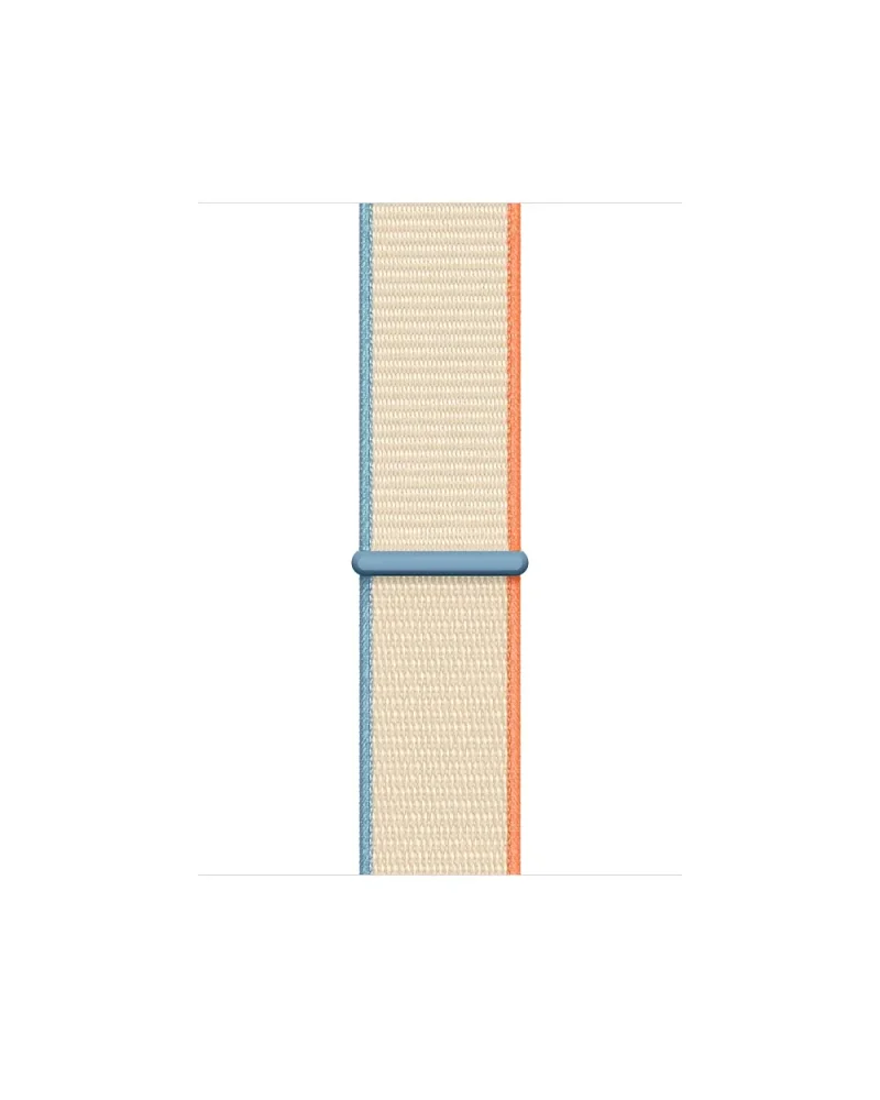 Cream sport loop band with blue and orange stripe accents