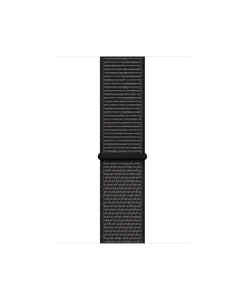 Black sport loop smartwatch band with woven nylon material and connector