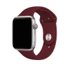 Silver smartwatch with wine red sport silicone band strap