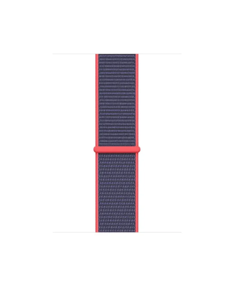 Electric pink and navy sport loop smartwatch band with woven nylon material