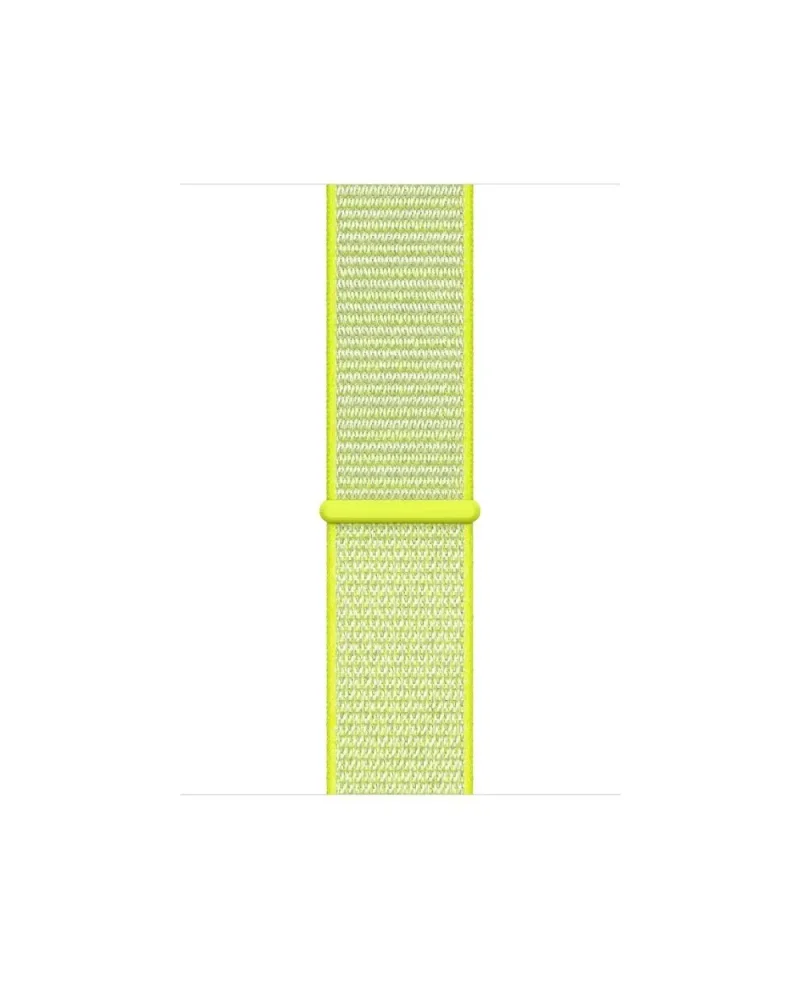 Neon yellow sport loop watch band with woven fabric material texture