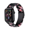 Black smartwatch with pink floral resin crystal band strap