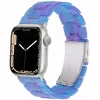 Silver smartwatch with blue purple gradient crystal resin band strap