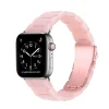 Smartwatch with pearl pink crystal resin band and silver stainless steel case