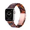 Tortoiseshell resin smartwatch band with rose gold stainless steel connector