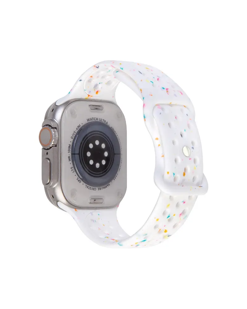 Apple Watch Ultra silver case with white glitter sport band strap