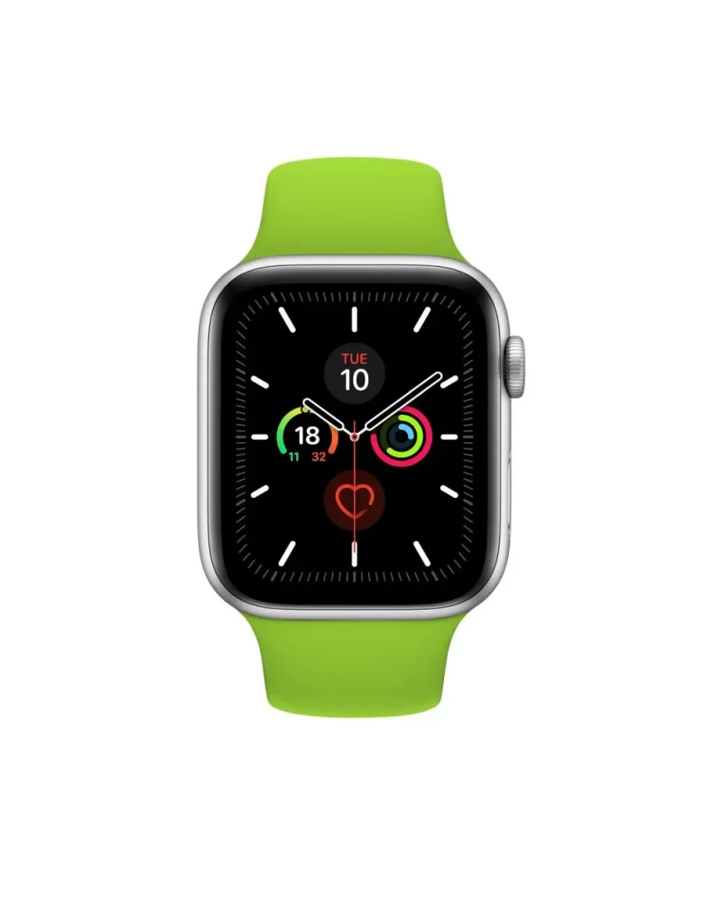 Apple Watch silver aluminum green sport band fitness tracker smartwatch