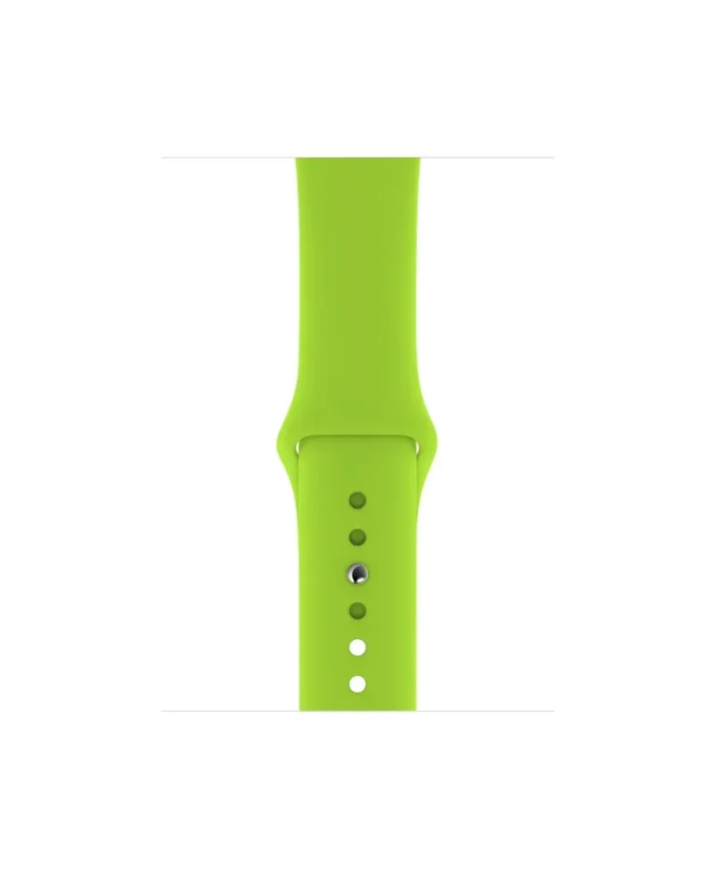 Green silicone sport watch band with adjustable fit and ventilation holes