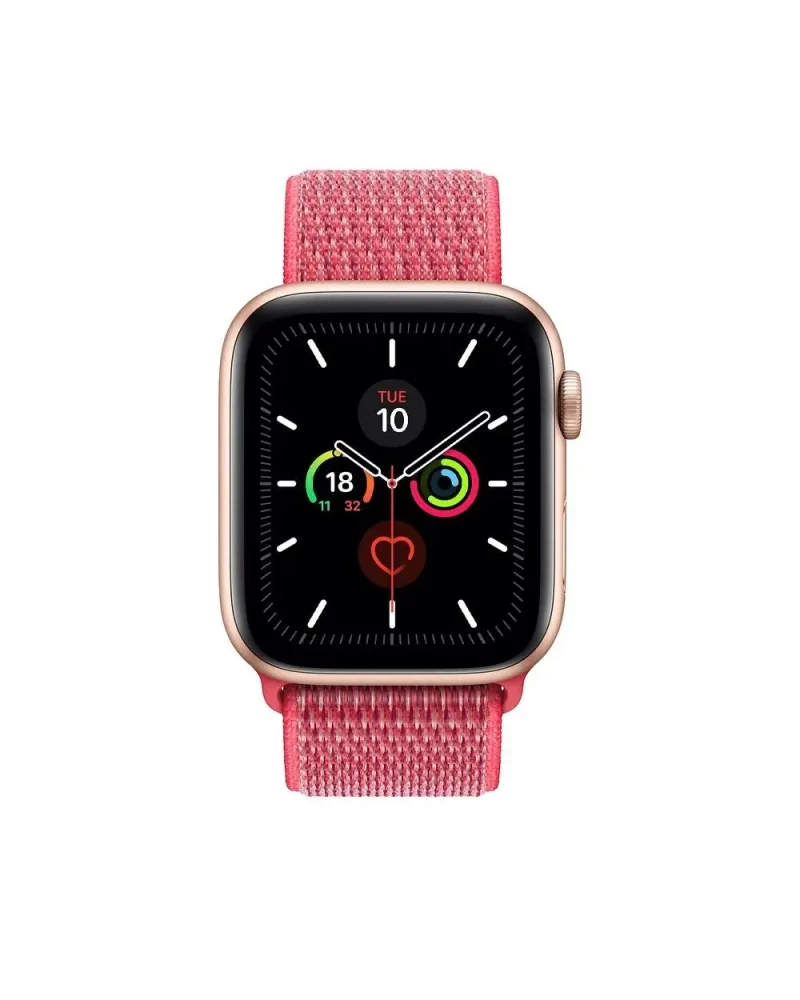 Apple Watch rose gold with hibiscus pink fabric sport loop band