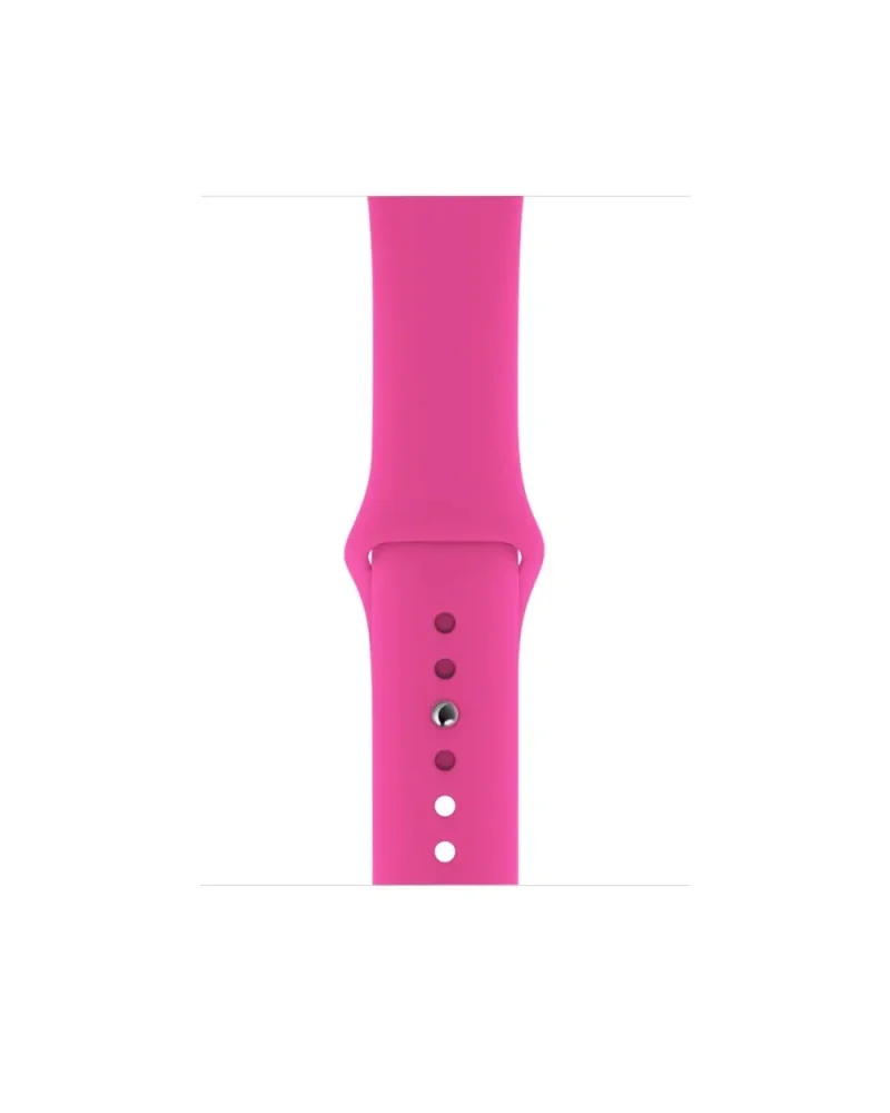 Hot pink silicone sport band with adjustment holes for smartwatch