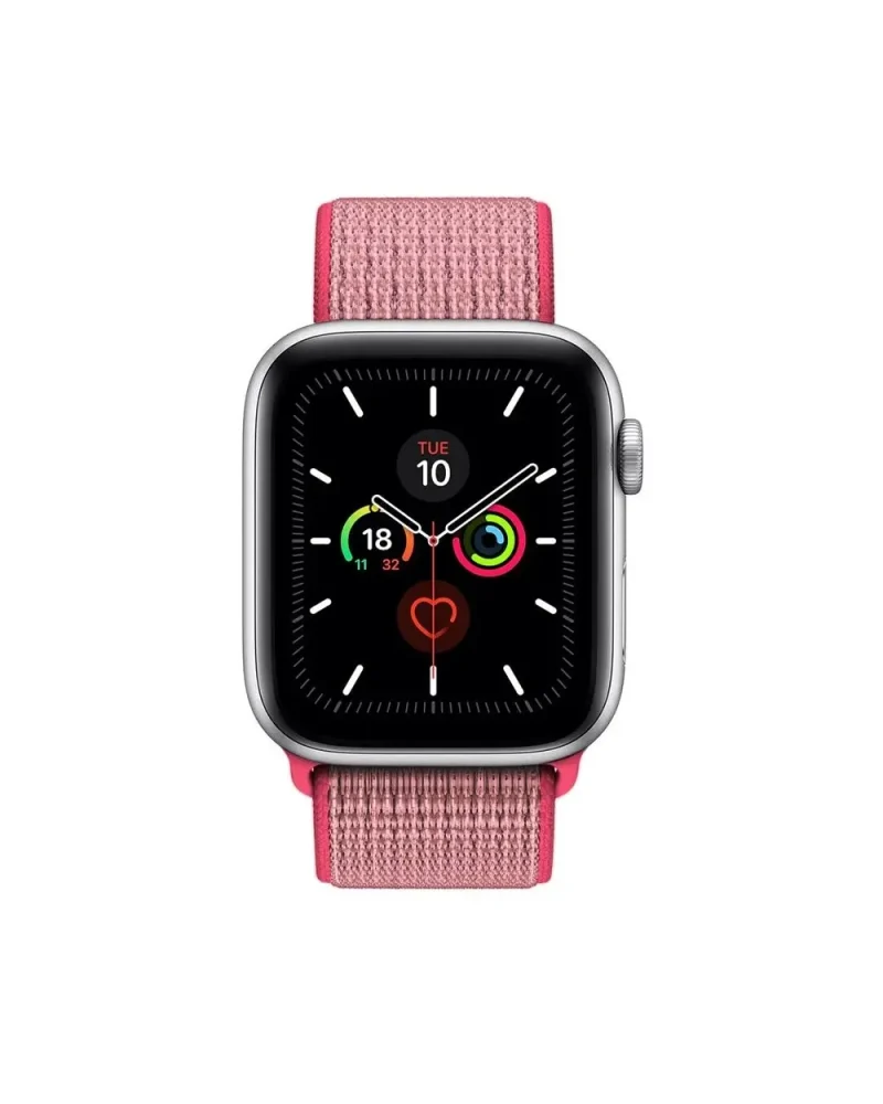 Apple Watch silver aluminum case hot pink sport loop band