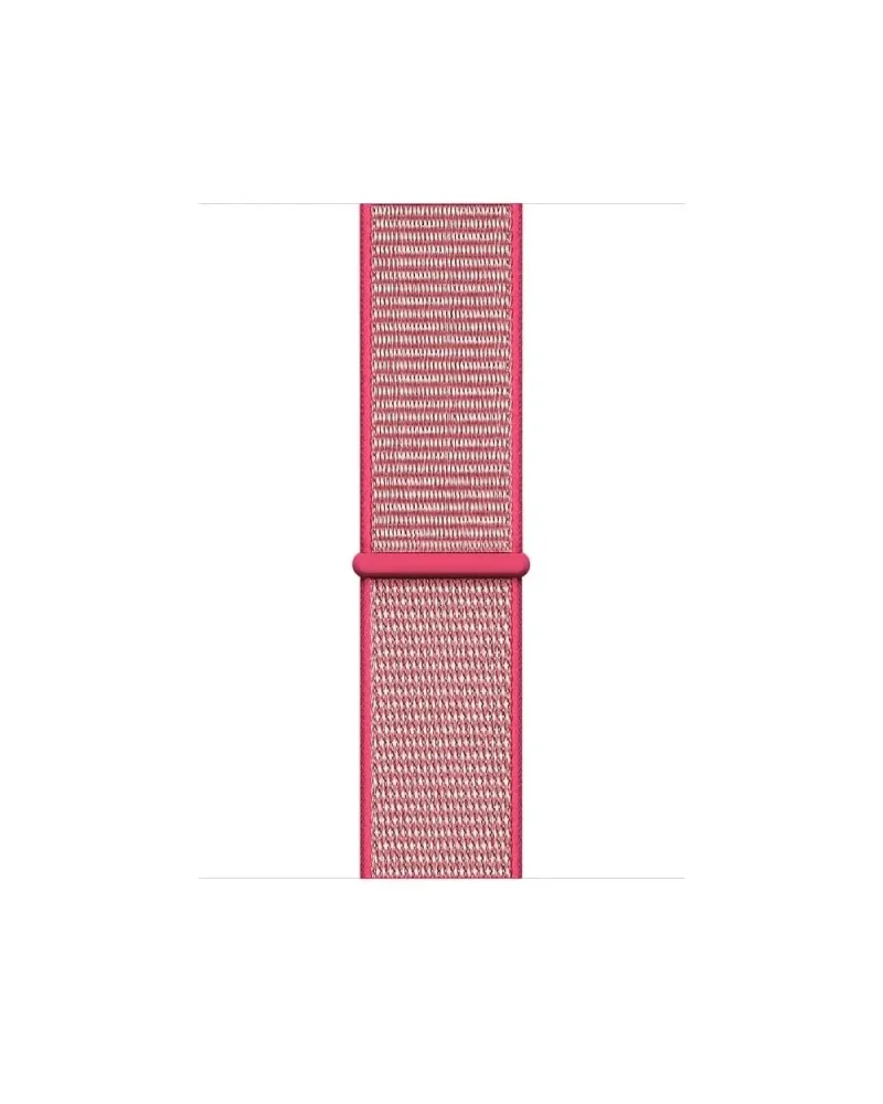 Hot pink nylon sport loop watch band with woven fabric texture