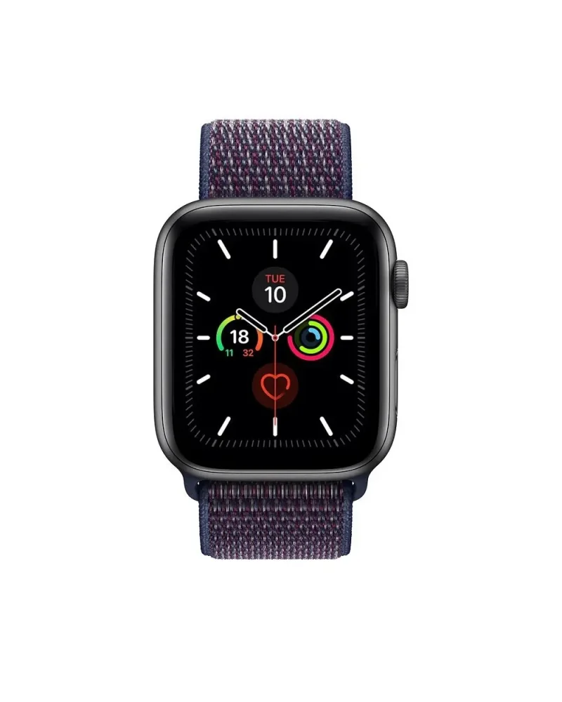 Apple Watch Series 5 space gray with indigo sport loop band